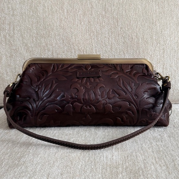 Gianni Conti Brown Embossed Leather Satchel Bag - Picture 4 of 14